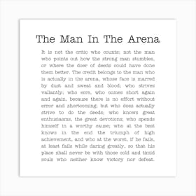 The Man In The Arena (Typewriter Style) Art Print
