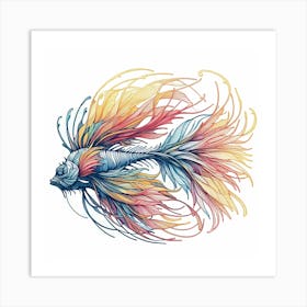 Abstract Fish 2 Color Drawing Art Print