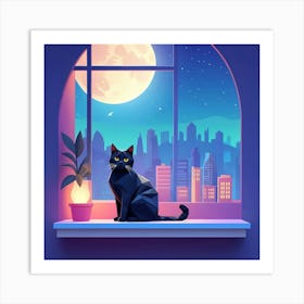 Cat On The Window Sill Art Print