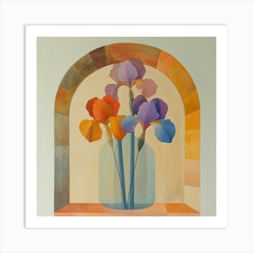 Irises in a Vase. Floral Watercolor Art Print