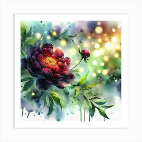 Watercolor Peony Flower 1 Art Print