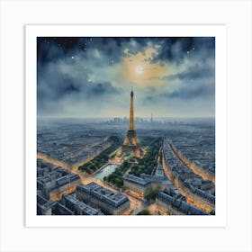 Paris At Night Parisian Charm Art Print