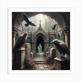 Crows In The Cemetery Art Print