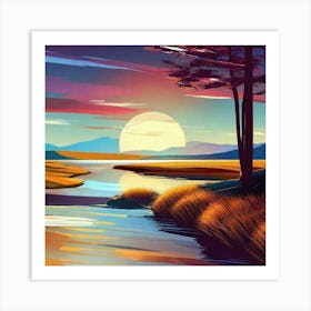 Sunset By The River 22 Art Print