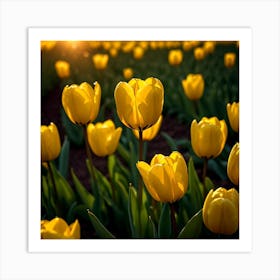 Yellow Tulips At Sunset Art Print