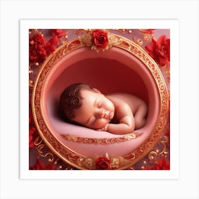 Beba Durmiendo En Su Rosa Cunita De Lujo Art Print