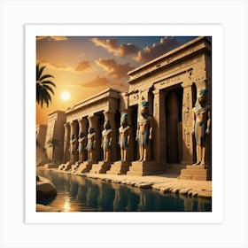 Egyptian Temples At Sunset 1 Art Print