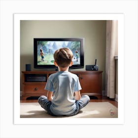 Boy Watching Tv Art Print