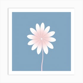 A White And Pink Flower In Minimalist Style Square Composition 59 Art Print