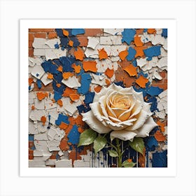 Rose On A Brick Wall Art Print