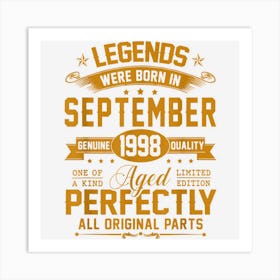 September 1998 24th Birthday Gift 24 Year Old Men Women Art Print