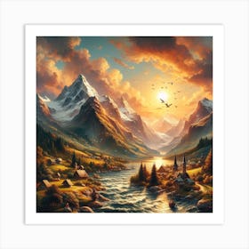 Sunset In The Mountains Art Print