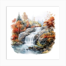 Waterfall In Autumn 1 Art Print