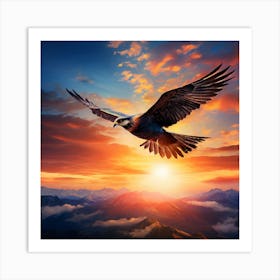 Eagle In Flight, A Bird Soaring Freely In The Sky Representing Freedom And Boundless Possibilities Art Print