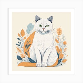 Cat With Flowers 1 Art Print