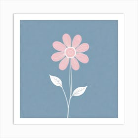 A White And Pink Flower In Minimalist Style Square Composition 310 Art Print