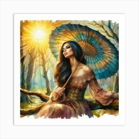 Beautiful Woman In The Forest 2 Art Print