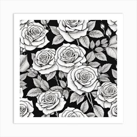 Realistic Black Rose Flat Surface Pattern For Background Use Ultra Hd Realistic Vivid Colors Hig Art Print