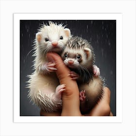 Ferrets In The Rain 4 Art Print