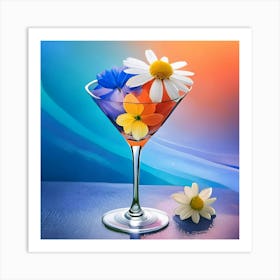 Flowers In A Martini Art Print