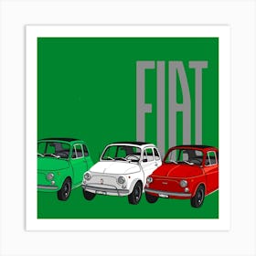 Fiats 500 in green Art Print