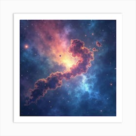 Watercolor Galaxy With Vivid, Swirling Star Clouds 1 Art Print