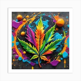 Colorful Marijuana Leaf 2 Art Print