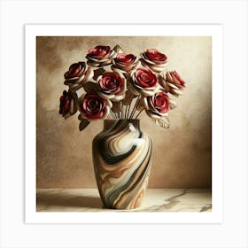 Roses In A Marble Vase Art Print