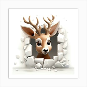 Deer Through A Wall Art Print