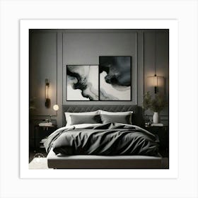 Abstract Black And White Bedroom Art Print