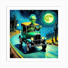 Zombie In A Car Art Print