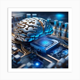 Brain On The Computer Chip Art Print
