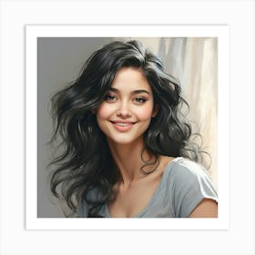 Portrait Of A Beautiful Girl Art Print