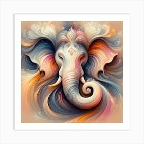 "Whirls of Divinity: The Abstract Ganesha" - This artwork is an abstract interpretation of the divine form of Lord Ganesha, depicted through a mesmerizing array of swirling colors and shapes. The fluid motion of the lines and the harmonious blend of creamy whites, rich golds, and celestial blues evoke Ganesha's attributes of wisdom and enlightenment. The piece's dynamic yet harmonious flow represents the removal of obstacles and the blessings of new beginnings. It's a compelling choice for those who seek to combine spirituality with contemporary art, offering a visually stunning reminder of Ganesha's presence in a modern, abstract form. This captivating artwork is sure to be a conversation starter and a serene addition to any space. Art Print