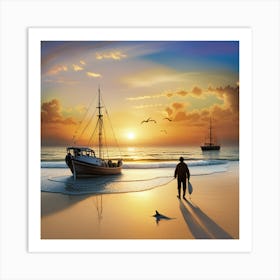 Sunset On The Beach Art Print