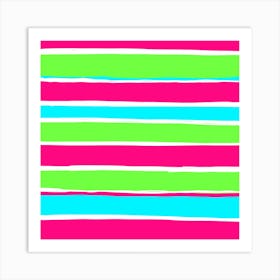 Thick Stripes of Green and Pink Art Print