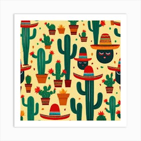 Mexican Cactus Pattern 8 Art Print