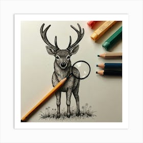 Deer Drawing 19 Art Print