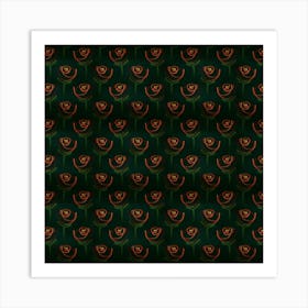 Orange Rose Wallpaper Pattern Art Print