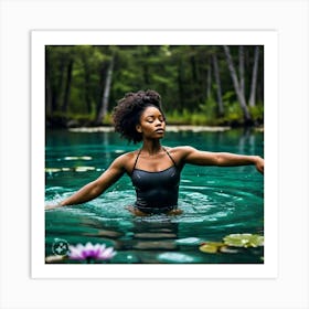 Black Woman In Water Art Print