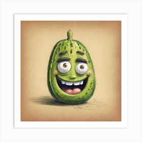 Cartoon Cucumber Art Print