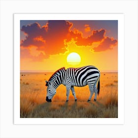 Zebra At Sunset 2 Art Print