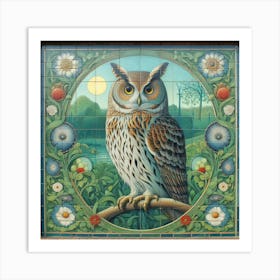 Owl On A Branch Art Print