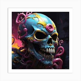 Skull And Octopus Art Print