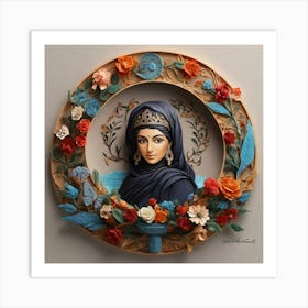 Muslim Woman With Flowers Art Print