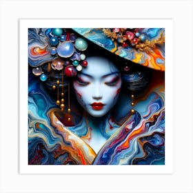 Japan Traditional Geisha Illustration By Ad 2 Art Print