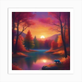 Sunset By The Lake 4 Art Print