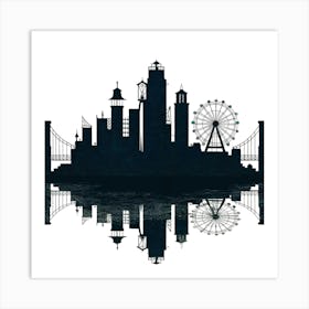 Silhouette Of A City Art Print