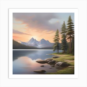 Sunset By The Lake 5 Art Print