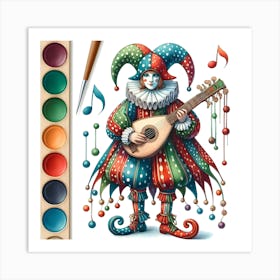 Jester With A Guitar Art Print